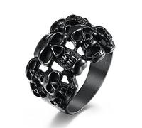 SDGBCXD bague, Bagues for hommes, bague tête de mort, gothique vintage en acier inoxydable avec(Black Negro,8)