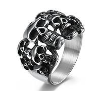 SDGBCXD bague, Bagues for hommes, bague tête de mort, gothique vintage en acier inoxydable avec(Plata,8)