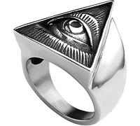 SDGBCXD bague, Bagues for hommes, Triangle pyramide œil de Providence, amulette Antique solide, symbole ancien(11)