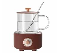 SDGBCXD Bouilloire en Verre, Mini théière multifonctionnelle en Verre, Bouilloire à Lait, sifflet, Chauffage Aluminium moulé sous Pression épais(Brown)