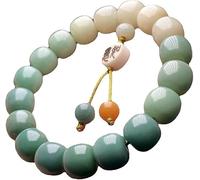 SDGBCXD Bracelet chapelet, Bracelets à un seul cercle en racine de Bodhi verte, perles Bouddha