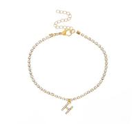SDGBCXD, Bracelet de cheville avec initiales en cristal et zircon for femme, chaîne de pied, bijoux bohèmes,Bracelets de cheville(G)