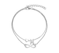SDGBCXD, Bracelet de cheville avec lettres et cœurs for femme, chaîne argentée, alphabet, accessoires de pied, bijoux,Bracelets de cheville(H)