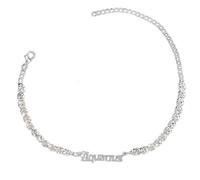SDGBCXD, Bracelet de cheville en acier inoxydable avec constellation for femme, bijou de plage tendance avec lettres anglaises en strass et zircon,Bracelets de cheville(Silver,Capricorn anklet)