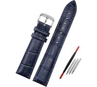 SDGBCXD bracelet de montre, Bracelet de montre en cuir bleu 12 mm - 23 mm, bracelet de rechange for montre, accessoires de montre(Dark Blue Silver,20mm)