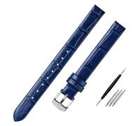 SDGBCXD bracelet de montre, Bracelet de montre en cuir fin for femme, 10 mm, accessoire de rechange(Blue Silver Buckle)