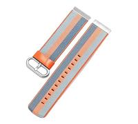 SDGBCXD bracelet de montre, Bracelet de montre en nylon soyeux haute densité 20 mm-22 mm, imprimé rayures couleur bonbon, à dégagement rapide(Orange with Blue)