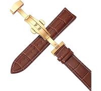 SDGBCXD bracelet de montre, Bracelet de montre Leat en cuir véritable for homme et femme, 12-24 mm, avec boucle déployante automatique(Gold Brown)