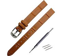 SDGBCXD bracelet de montre, Leat Bracelet de montre vintage en cuir souple for femme, avec boucle ardillon argentée, 8 mm, 10 mm, accessoires de montre(Ligth Brown)