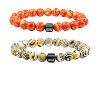SDGBCXD Bracelets anti-anxiété, Réduit les envies d'alcool, soulage l'anxiété et le stress du sevrage, soutien naturel for arrêter de boire(Orange yellow+yellow black white)