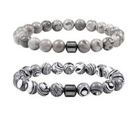 SDGBCXD Bracelets anti-anxiété, Réduit les envies d'alcool, soulage l'anxiété et le stress du sevrage, soutien naturel for arrêter de boire(Gray+Gray white)