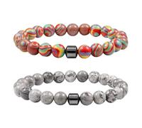 SDGBCXD Bracelets anti-anxiété, Réduit les envies d'alcool, soulage l'anxiété et le stress du sevrage, soutien naturel for arrêter de boire(Color+gray)