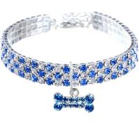 SDGBCXD Collier pour Chien, Colliers for Chien et Chat réglables avec Strass Pendentif en Diamant Scintillant(Blue,L)