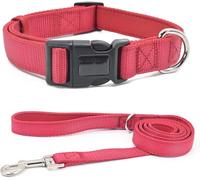 SDGBCXD Collier pour Chien, Ensemble de Collier et Laisse Tactiques durables for Chiens, en Nylon personnalisé, Colliers Dressage Militaire for Petite, Moyenne Grande Taille(Red Set,S)