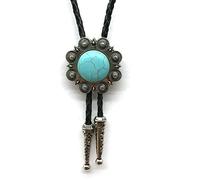 SDGBCXD, for Hommes Femmes Vintage Badge Rond Turquoise - Casual Hip Hop Cravate Américaine Cuir Bola Cravate Corde ，La Cravate de Polo