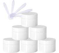 SDGBCXD, Lot de 6 Pots cosmétiques vides en Plastique Blanc épais et Brillant de 50 ML avec Couvercle à vis, Doublure intérieure, Bouteilles d'échantillon de Voyage + 6 spatules ，Pots cosmétiques