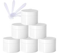 SDGBCXD, Lot de 6 Pots cosmétiques vides en Plastique Blanc épais et Brillant de 50 ML avec Couvercle à vis, Doublure intérieure, Bouteilles d'échantillon de Voyage + 6 spatules ，Pots cosmétiques