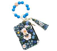 SDGBCXD Portefeuille de Perles, Porte-clés en métal avec Motifs perlés, Format Compact, Construction légère et Robuste.(Dark Blue)