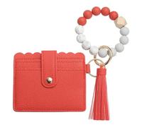 SDGBCXD Portefeuille de Perles, Portefeuille Fin en Cuir PU for Femme, Compact et léger, idéal au Quotidien, Rouge(Red)