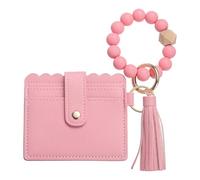 SDGBCXD Portefeuille de Perles, Portefeuille Fin en Cuir PU for Femme, Compact et léger, idéal au Quotidien, Rouge(Light Pink)