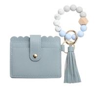 SDGBCXD Portefeuille de Perles, Portefeuille Fin en Cuir PU for Femme, Compact et léger, idéal au Quotidien, Rouge(Beige Light Blue)
