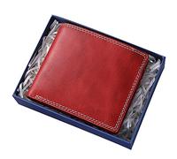 SDGBCXD Portefeuille, Porte-Monnaie Court en Cuir Souple avec Blocage et boîte Cadeau(Red)