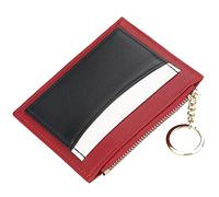 SDGBCXD Portefeuille, Portefeuille Minimaliste à Deux Volets en Cuir véritable avec Fermeture éclair et Poche Monnaie(Red)