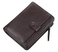 SDGBCXD Portefeuille, Portefeuilles for Hommes, Fin et bloquant, en Cuir véritable, avec Poche zippée for la Monnaie, Fibre synthétique PU Ultrafine, à Deux Volets(Bruin)