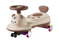 SDGBCXD Voiture à Bascule, Wiggle Car Push Ride on Toy avec Roue Flash Corde de Traction Anti-Renversement Pied au Sol Walker Cars Swing Card(Brown)