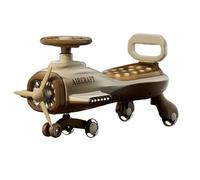 SDGBCXD Voiture à Bascule, Wiggle - véhicule électrique for Enfants, Jouet d'avion, avec lumière Musicale et Roue Flash silencieuse, Carte pivotante(Brown)