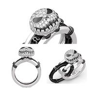 SDGDLL Bautiful Bague 2 en 1 L'Étrange Noël de monsieur Jack J-ack Skellington Bague en strass, Argent, Strass