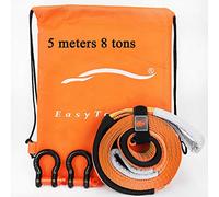 sdgERYEeg Corde, Corde de remorquage 5 mètres avec 2 Crochets - Capacité 8 tonnes Parfait for Tirer Une Voiture, Un Camion ou SUV Sangles Robustes for