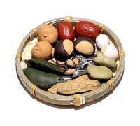 sdgERYEeg Ensemble de 36 Animaux Compagnie for Le thé, Divers Fruits à Coque en Argile Violette avec Plateau, Accessoires for Service, Statue, Animal, Ornements Faits Main, Cadeaux