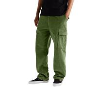 SDGR Hommes Automne et Hiver Couleur Unie Velours côtelé Multi-Poches Pantalon Droit Haute Rue Pantalon décontracté Ample Salopette Pantalon Petit Carte Homme