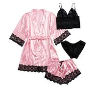 SDGR Lingerie de Nuit en Soie pour Femmes Hauts et Shorts pour Femmes Vêtements de Nuit imprimés décontractés Chemise de Nuit Lingerie Homme Latex