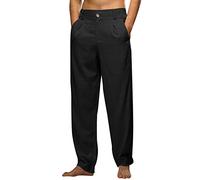 SDGR Mode Homme décontracté Couleur Unie essayez Respirant Poche en Lin Taille élastique Pantalon Grande Taille Pantalon Pantalon Homme Noir Classe