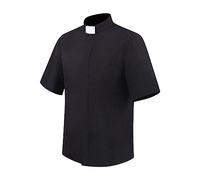 SDGR Polos pour Hommes De Grande Taille prêtre Cosplay Chemise Noire à Manches Courtes