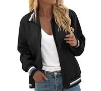 SDGR Veste Femme Bomber Blouson Printemps Été Legere Manteau à Manches Longues mi Saison Décontracté Zippé Casual Pilote Jacket Parka Sport Outwear