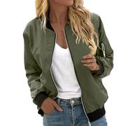 SDGR Veste Femme Bomber Blouson Printemps Été Legere Manteau à Manches Longues mi Saison Décontracté Zippé Casual Pilote Jacket Parka Sport Outwear