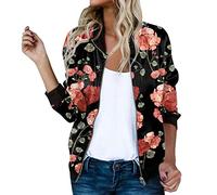 SDGR Veste Fleurie Femme mi Saison, Veste Bomber Femme Printemps Blouson Été Legere Manteau à Manches Longues Décontracté Zippé Jacket Parka Casual Sport Outwear