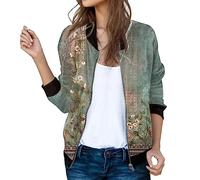 SDGR Veste Fleurie Femme mi Saison, Veste Bomber Femme Printemps Blouson Été Legere Manteau à Manches Longues Décontracté Zippé Jacket Parka Casual Sport Outwear