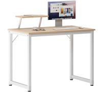SDHYL Table Bureau Informatique 100x50cm Industriel Bureau Informatique d'Ordinateur Simple avec Un Support/Plateau Table d'étude/d'écriture pour Maison/Bureau Érable/Blanc