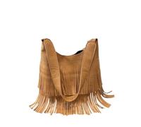 SDIUAKBV Sac à Franges Sac à bandoulière pompon rétro grande capacité hiver fourre-tout décontracté moyen simple Pour voyager(Brown)