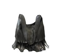 SDIUAKBV Sac à Franges Sac à bandoulière pompon rétro grande capacité hiver fourre-tout décontracté moyen simple Pour voyager(Black)
