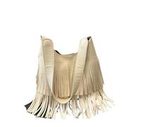 SDIUAKBV Sac à Franges Sac à bandoulière pompon rétro grande capacité hiver fourre-tout décontracté moyen simple Pour voyager(White)