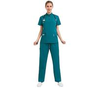 SDIUAKBV Tenue D'Infirmière Uniforme d'infirmière de Service Standard - Ensemble Blouses médicales essentielles for Une Utilisation Quotidienne à l'hôpital et en Clinique pour Les Femmes(Lake Blue,S)