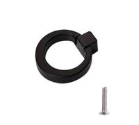 SDIUAKBV Tiroir Bague Poignée de Traction Poignée de tiroir à anneau circulaire domestique 1/2/4 pièces, trou unique noir, métal for armoires et Tiroir(Black 1pc)