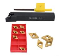 SDJCR1212H11 Porte-outil de tournage CNC pour coupe cylindrique externe avec inserts en carbure DCMT11T304, corps en alliage d'acier, tige de 12 mm, vis M4 x 10, avec
