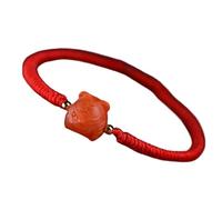 SDJJSAO bracelet en perles de jade, Bracelet Agate Rouge Bouddha Riant Cordon Réglable Année du Tigre Amulette
