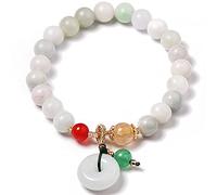 SDJJSAO bracelet en perles de jade, Bracelet en pierres précieuses naturelles, bracelet jade émeraude, de perles 8 mm for femme, avec boucle harmonie/pendentif donut, Reiki, cristal, chakra(Green)